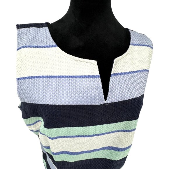 Talbots Sleeveless Textured Sheath Dress Women 16 Old Money Nautical Preppy - Picture 1 of 8